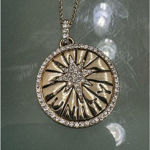 UNITY Rhinestone Medallion Pendant Necklace - Picture 6 of 8